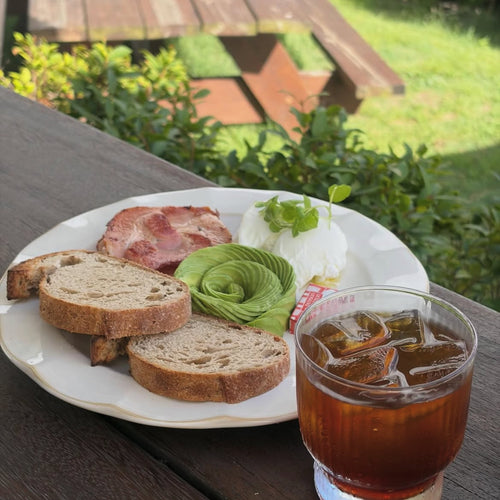 paint-pottery-brunch-meal-bacon-eggs-cold-brew-coffee